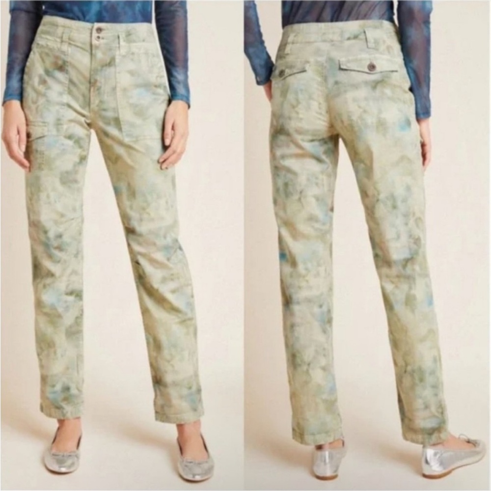 Anthropologie The Wanderer Cargo Pants‎ Women’s Size 28 Green Tie-Dye Utility